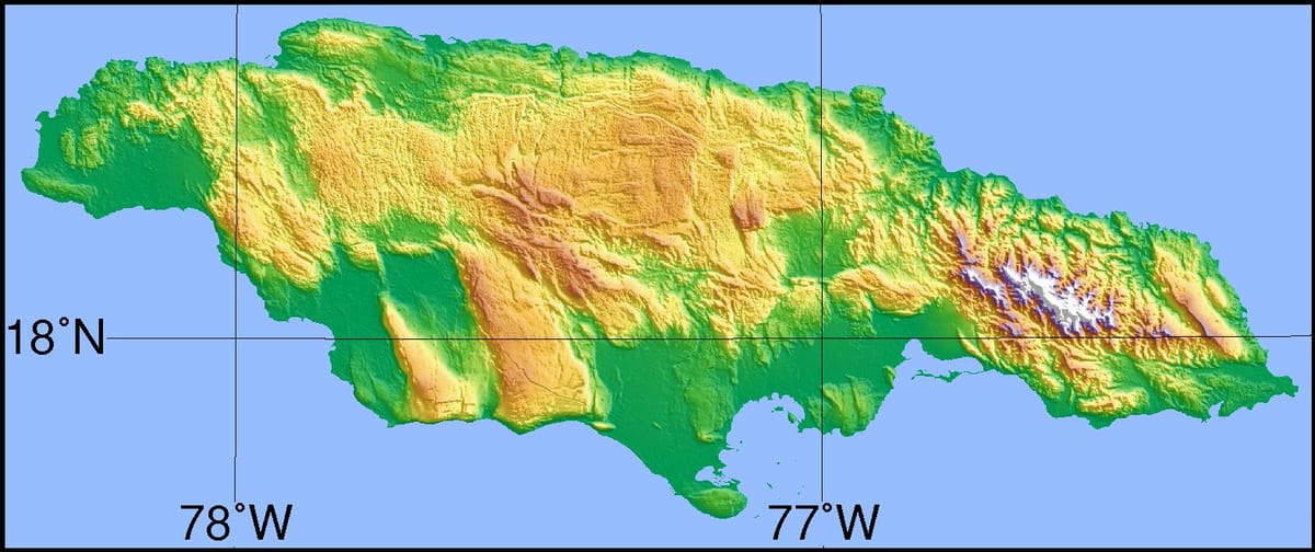ਨਕਸ਼ਾ ਦੇ topographic ਜਮਾਇਕਾ